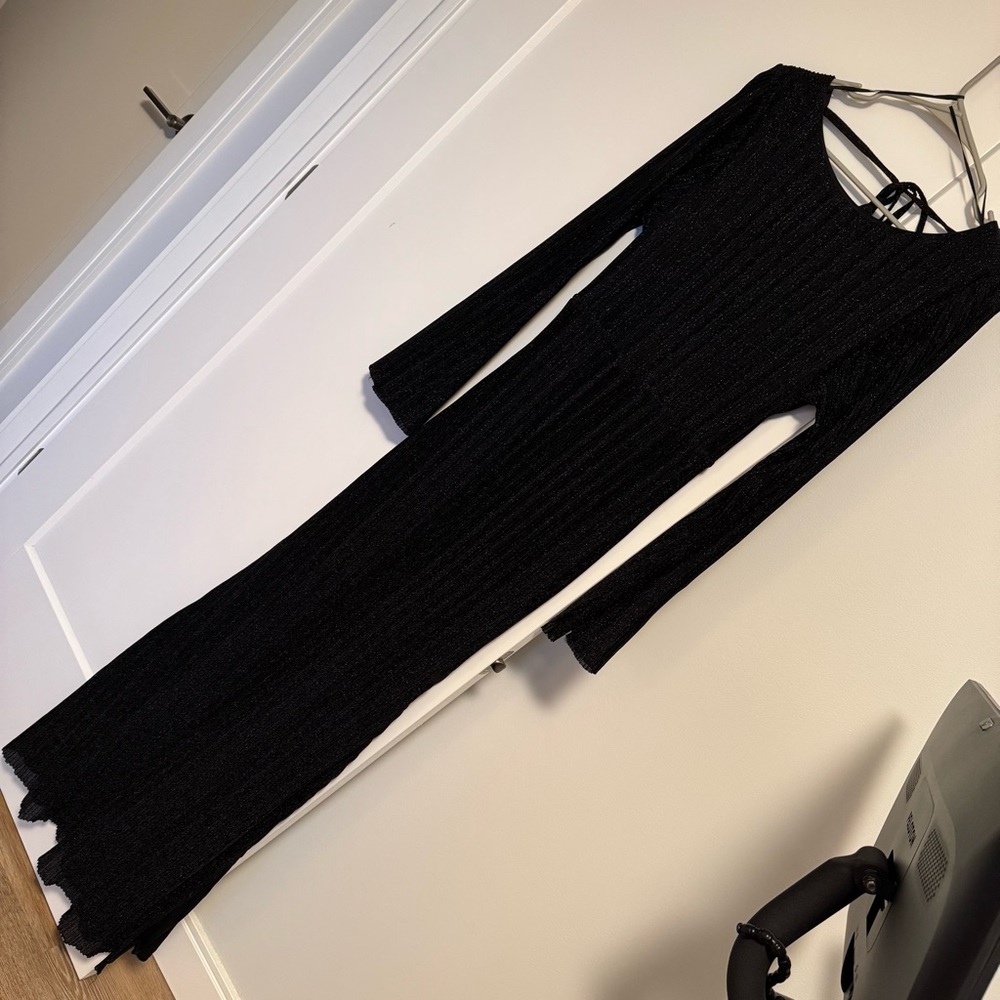 Black Full Length Dress with Open Back